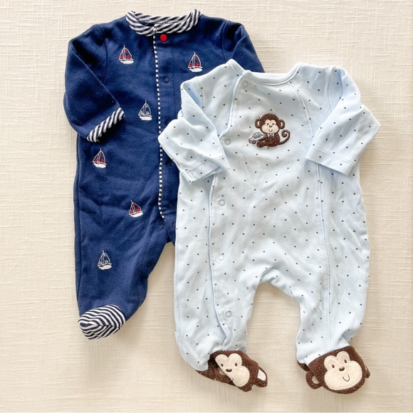 Little Me baby boy footie pajamas Newborn NB - Picture 1 of 5